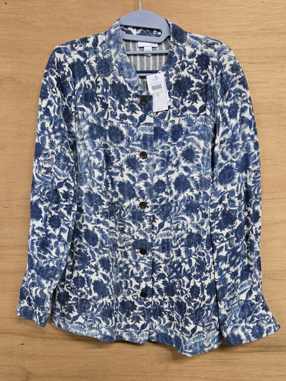 J Jill Blue Floral Button-Front Women’s Jacket